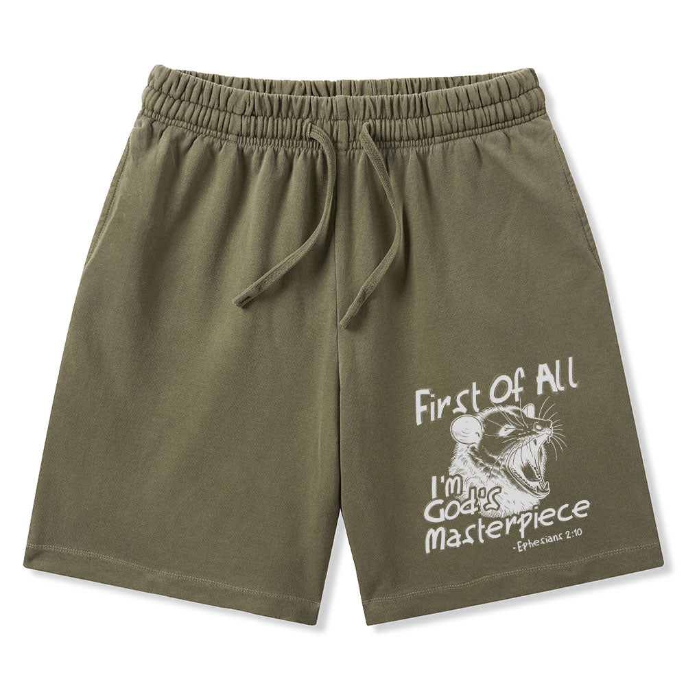 First Of All I'm God's Masterpiece Christian Washed Shorts