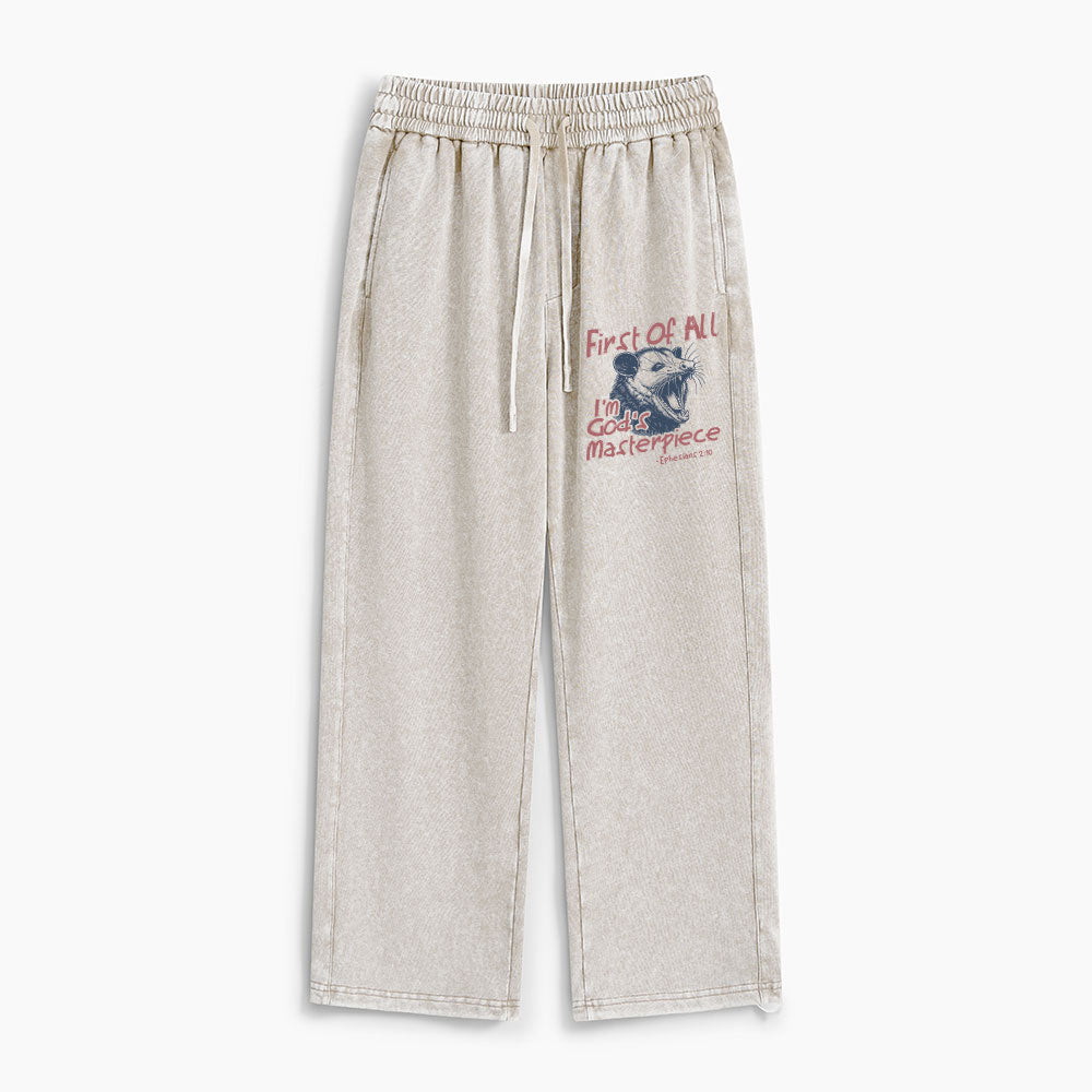 First Of All I'm God's Masterpiece Christian Washed Sweatpants