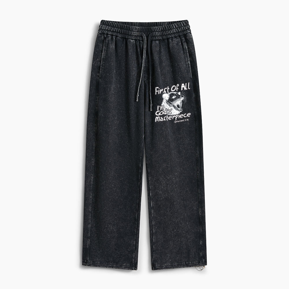 First Of All I'm God's Masterpiece Christian Washed Sweatpants