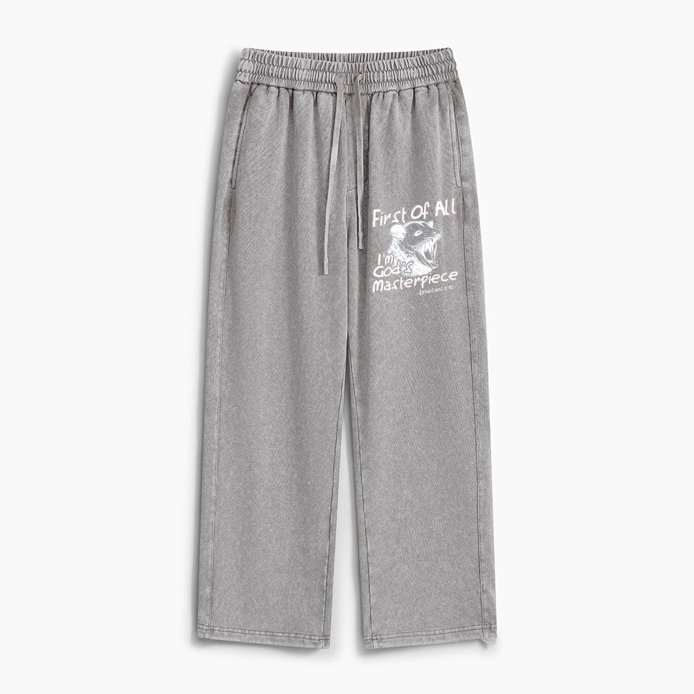 First Of All I'm God's Masterpiece Christian Washed Sweatpants