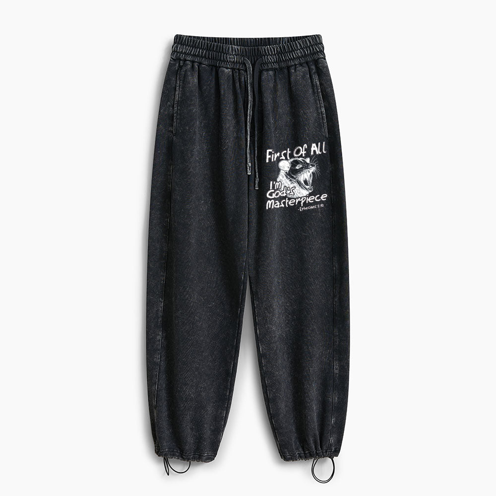 First Of All I'm God's Masterpiece Christian Washed Sweatpants