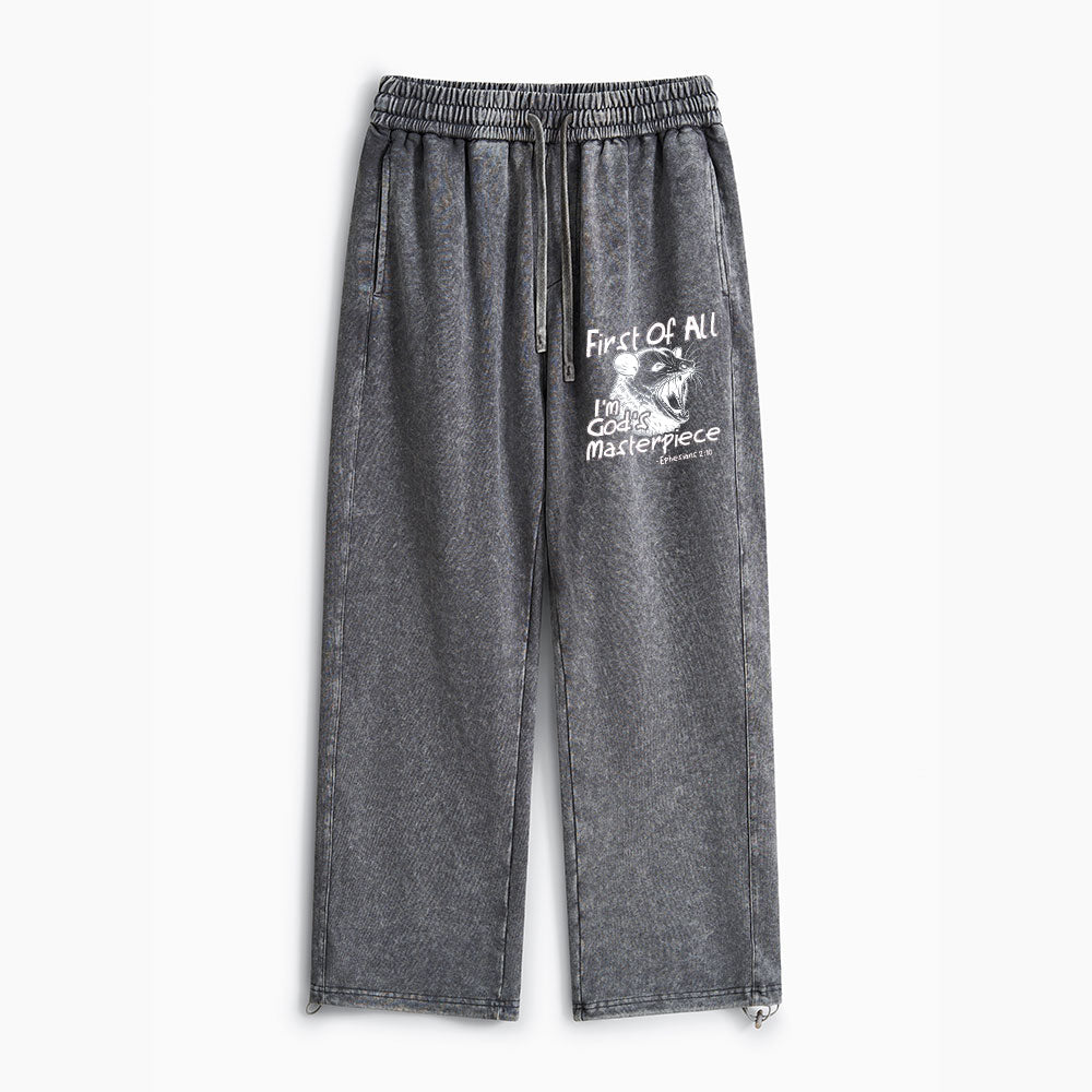 First Of All I'm God's Masterpiece Christian Washed Sweatpants