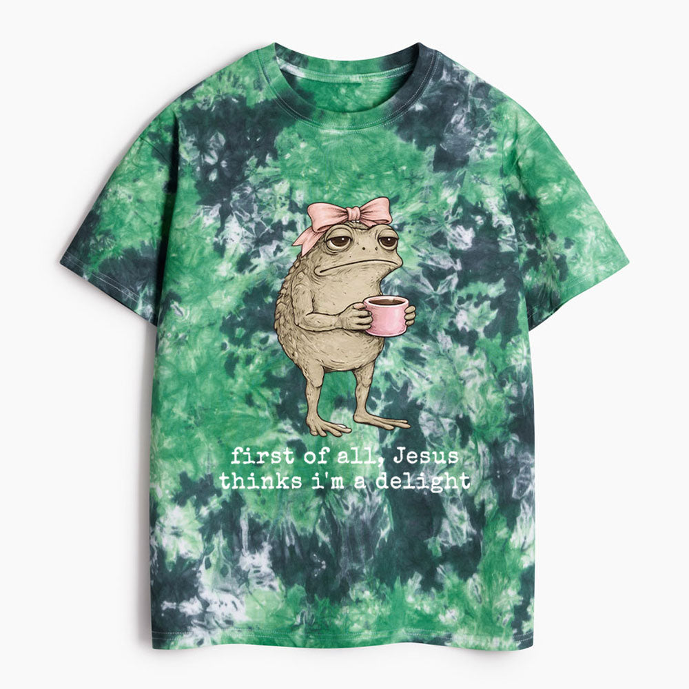 First Of All Jesus Thinks I'm A Delight Christian Heavy Cotton Tie Dye T-Shirt