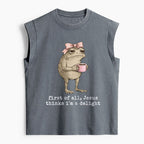 First Of All Jesus Thinks I'm A Delight Christian Women's Washed Tank Top