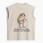 First Of All Jesus Thinks I'm A Delight Christian Women's Washed Tank Top