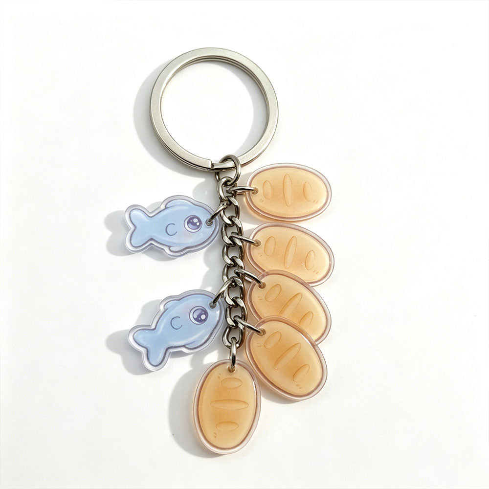 Fish & Bread Acrylic Christian Keychain