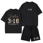 For God So Loved The World Camo Christian Washed T-Shirt & Shorts