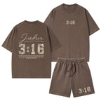 For God So Loved The World Camo Christian Washed T-Shirt & Shorts