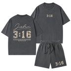 For God So Loved The World Camo Christian Washed T-Shirt & Shorts