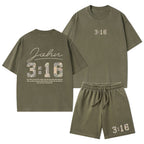 For God So Loved The World Camo Christian Washed T-Shirt & Shorts