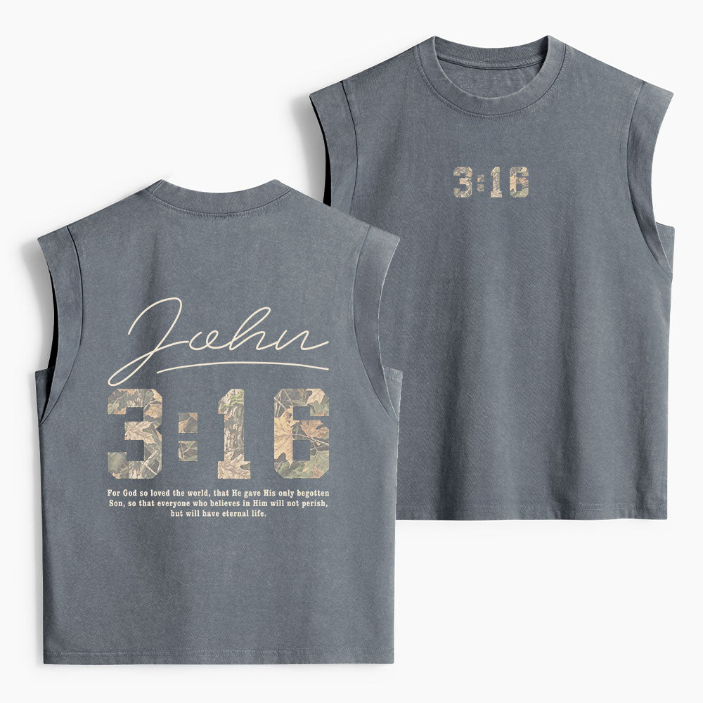 For God So Loved The World Camo Christian Women's Washed Tank Top