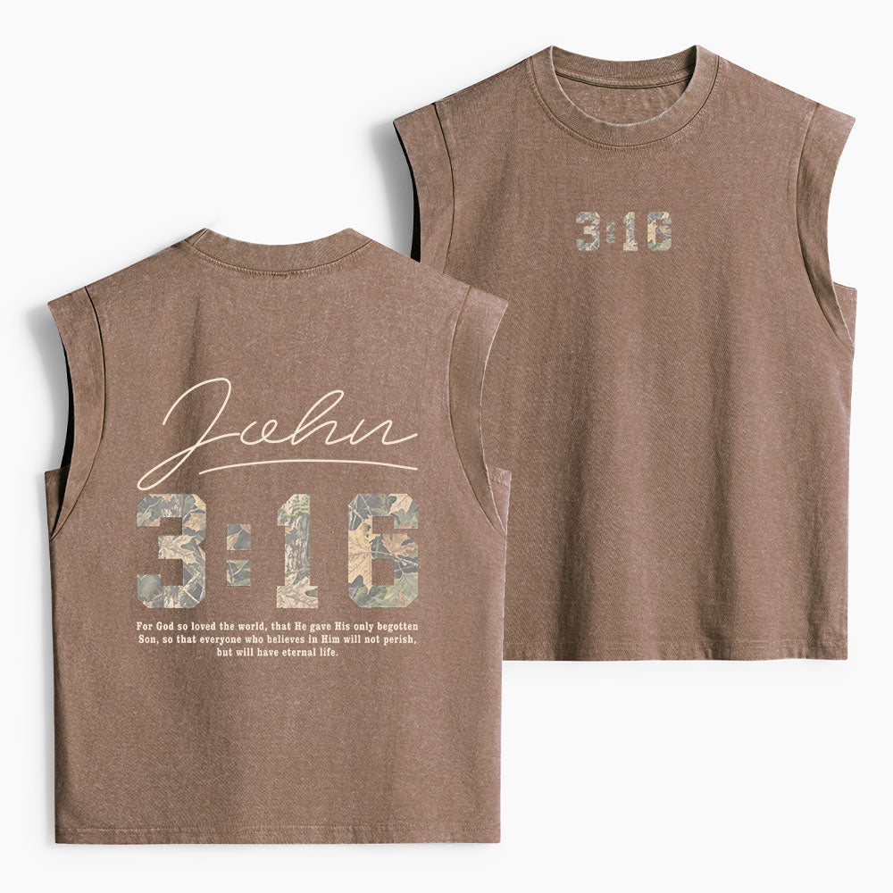 For God So Loved The World Camo Christian Women's Washed Tank Top