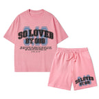 For God So Loved The World Christian Washed T-Shirt & Shorts