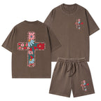 For God So Loved The World Christian Washed T-Shirt & Shorts