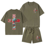 For God So Loved The World Christian Washed T-Shirt & Shorts
