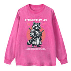 Fought The Good Fight Raccoon Washed Long Sleeve T-Shirt