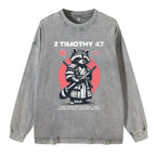 Fought The Good Fight Raccoon Washed Long Sleeve T-Shirt