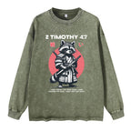 Fought The Good Fight Raccoon Washed Long Sleeve T-Shirt