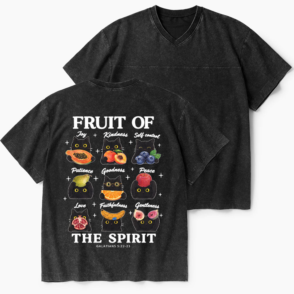 Fruit Of The Spirit Christian Washed V-Neck T-Shirt