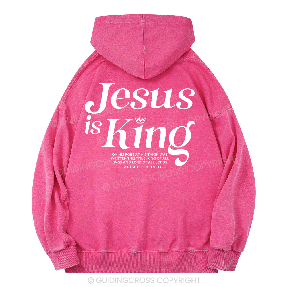 Jesus Is King Christian Washed Hoodie