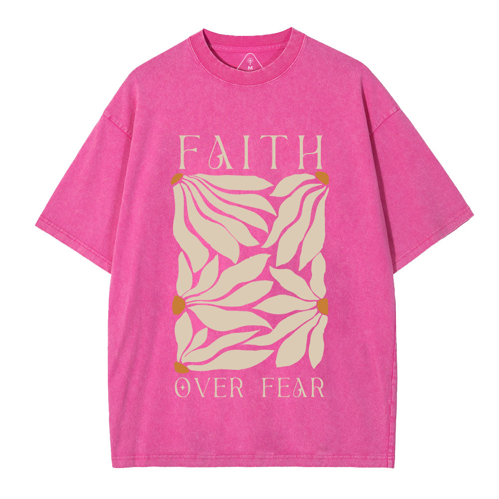 Faith Over Fear Christian Washed T-Shirt