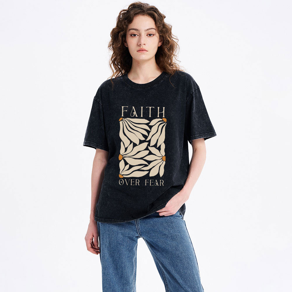 Faith Over Fear Christian Washed T-Shirt