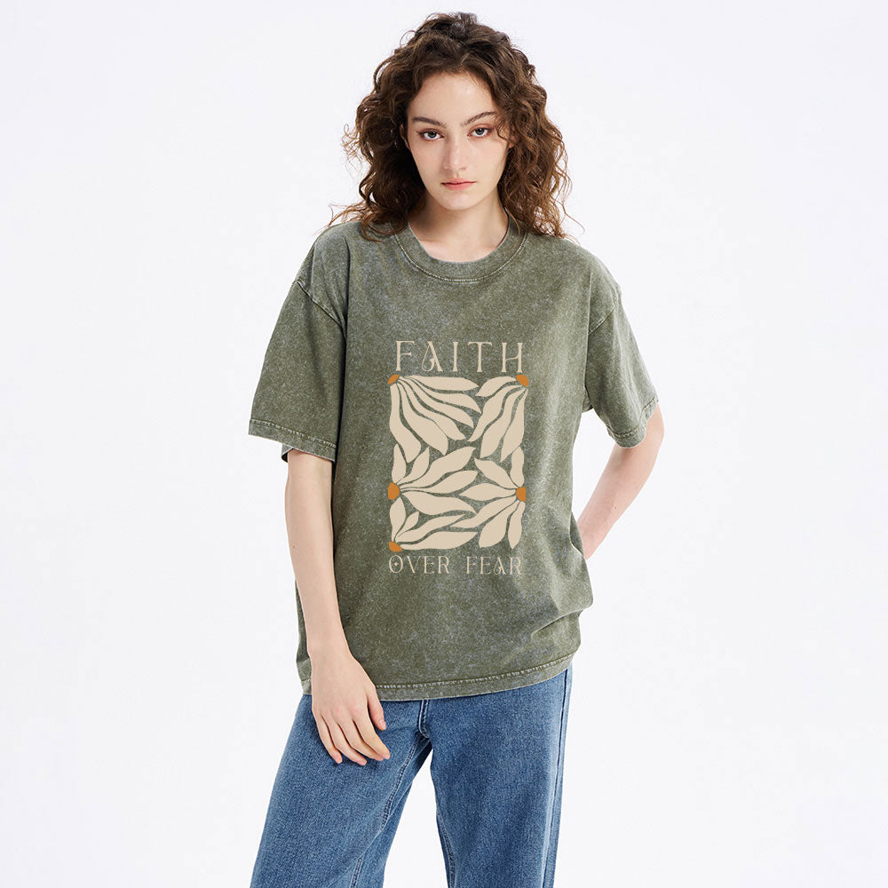 Faith Over Fear Christian Washed T-Shirt