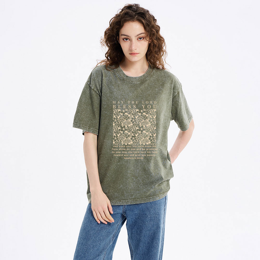 May The Lord Blessed You Christian Washed T-Shirt