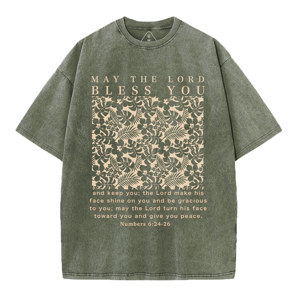 May The Lord Blessed You Christian Washed T-Shirt