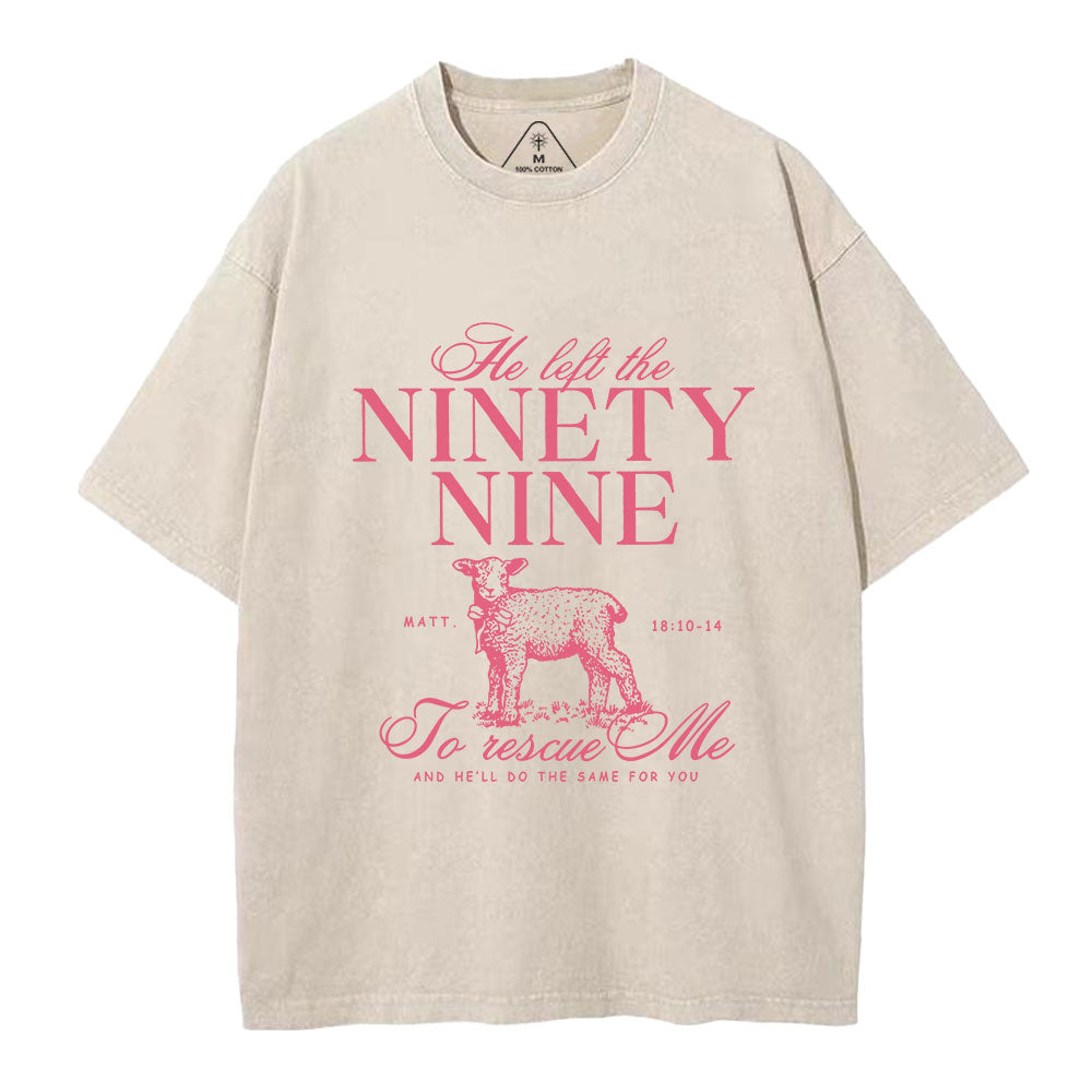 He Left The 99 To Rescues Me Christian Washed T-Shirt