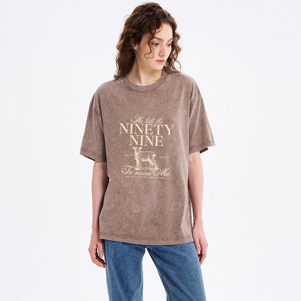 He Left The 99 To Rescues Me Christian Washed T-Shirt