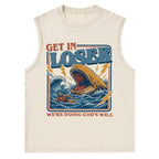 Get In Loser We Are Doing God's Will Christian Washed Tank Top