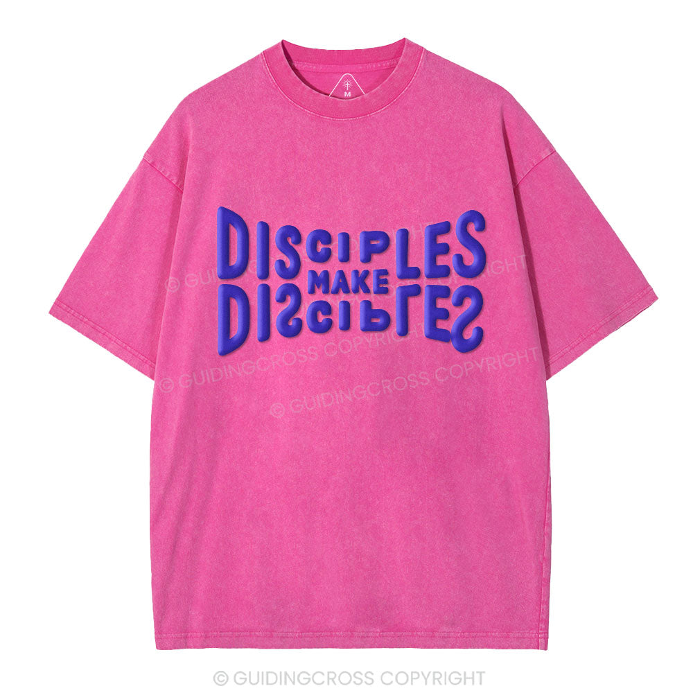 Go And Make Disciples Christian Puff Printed Washed T-Shirt