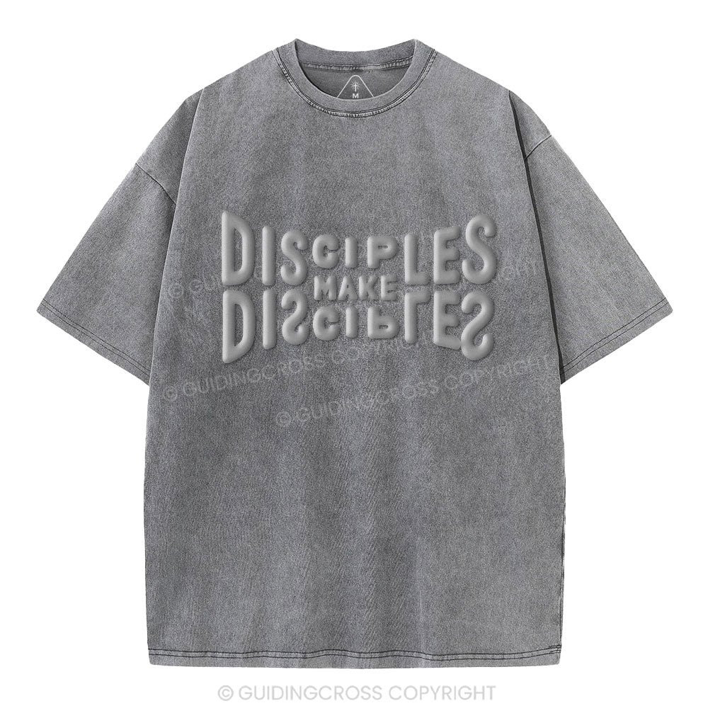 Go And Make Disciples Christian Puff Printed Washed T-Shirt