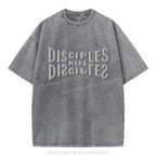 Go And Make Disciples Christian Puff Printed Washed T-Shirt