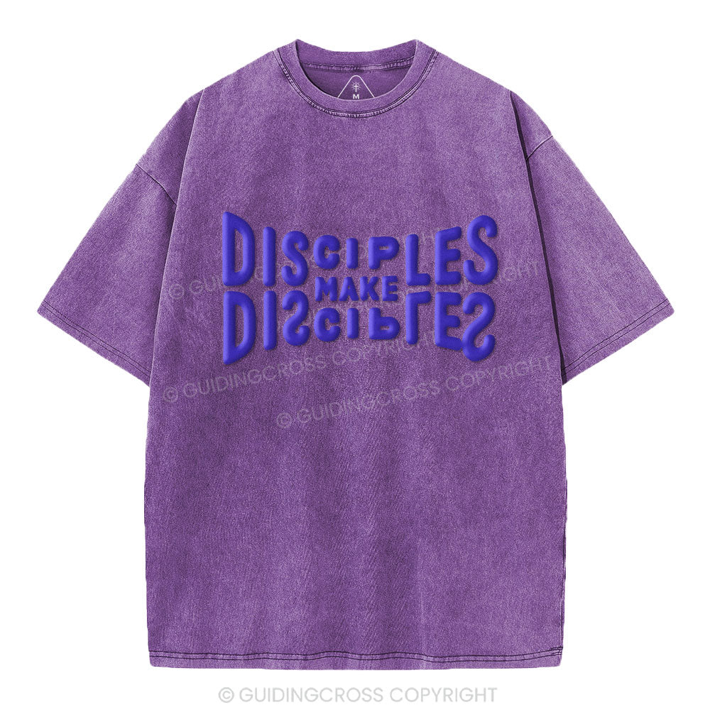 Go And Make Disciples Christian Puff Printed Washed T-Shirt