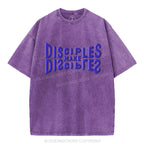 Go And Make Disciples Christian Puff Printed Washed T-Shirt