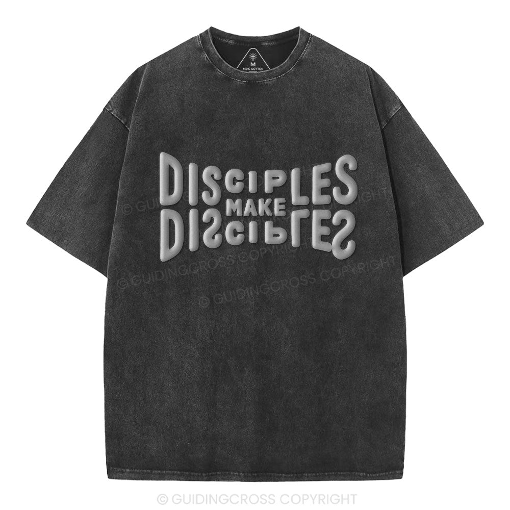 Go And Make Disciples Christian Puff Printed Washed T-Shirt