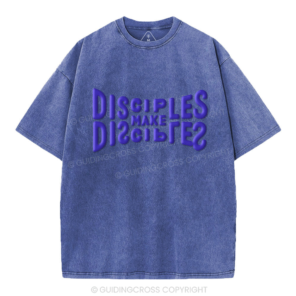 Go And Make Disciples Christian Puff Printed Washed T-Shirt