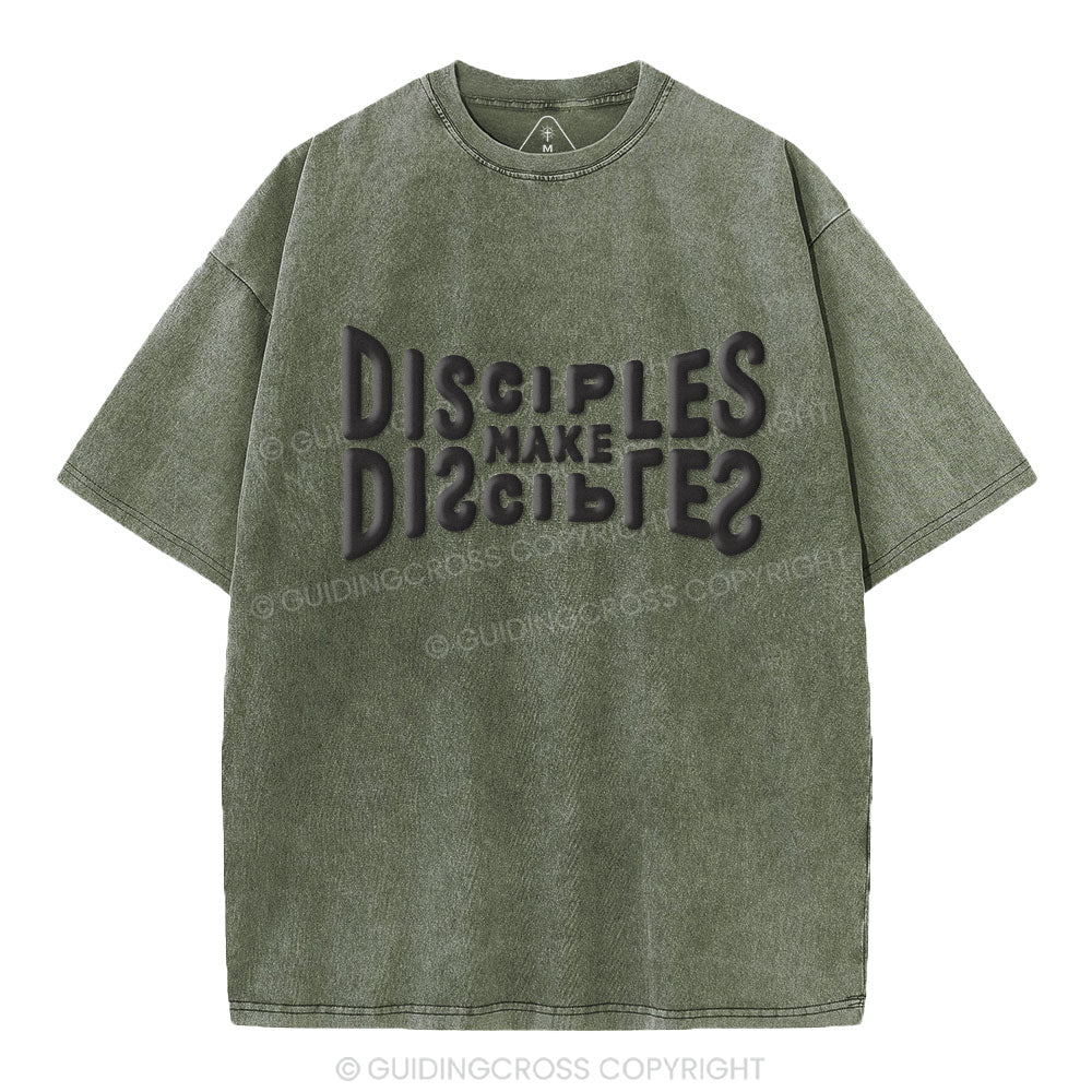 Go And Make Disciples Christian Puff Printed Washed T-Shirt