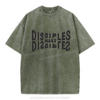 Go And Make Disciples Christian Puff Printed Washed T-Shirt