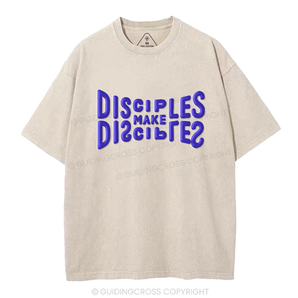 Go And Make Disciples Christian Puff Printed Washed T-Shirt