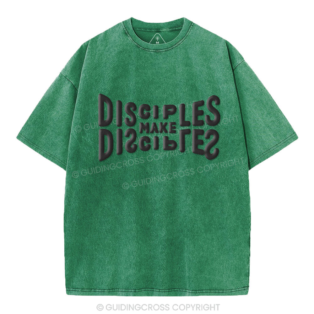 Go And Make Disciples Christian Puff Printed Washed T-Shirt