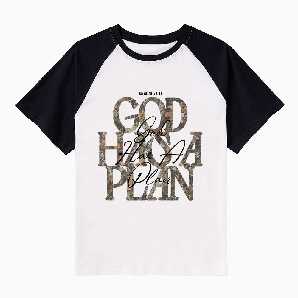 God Has A Plan Christian Raglan Sleeve T-Shirt