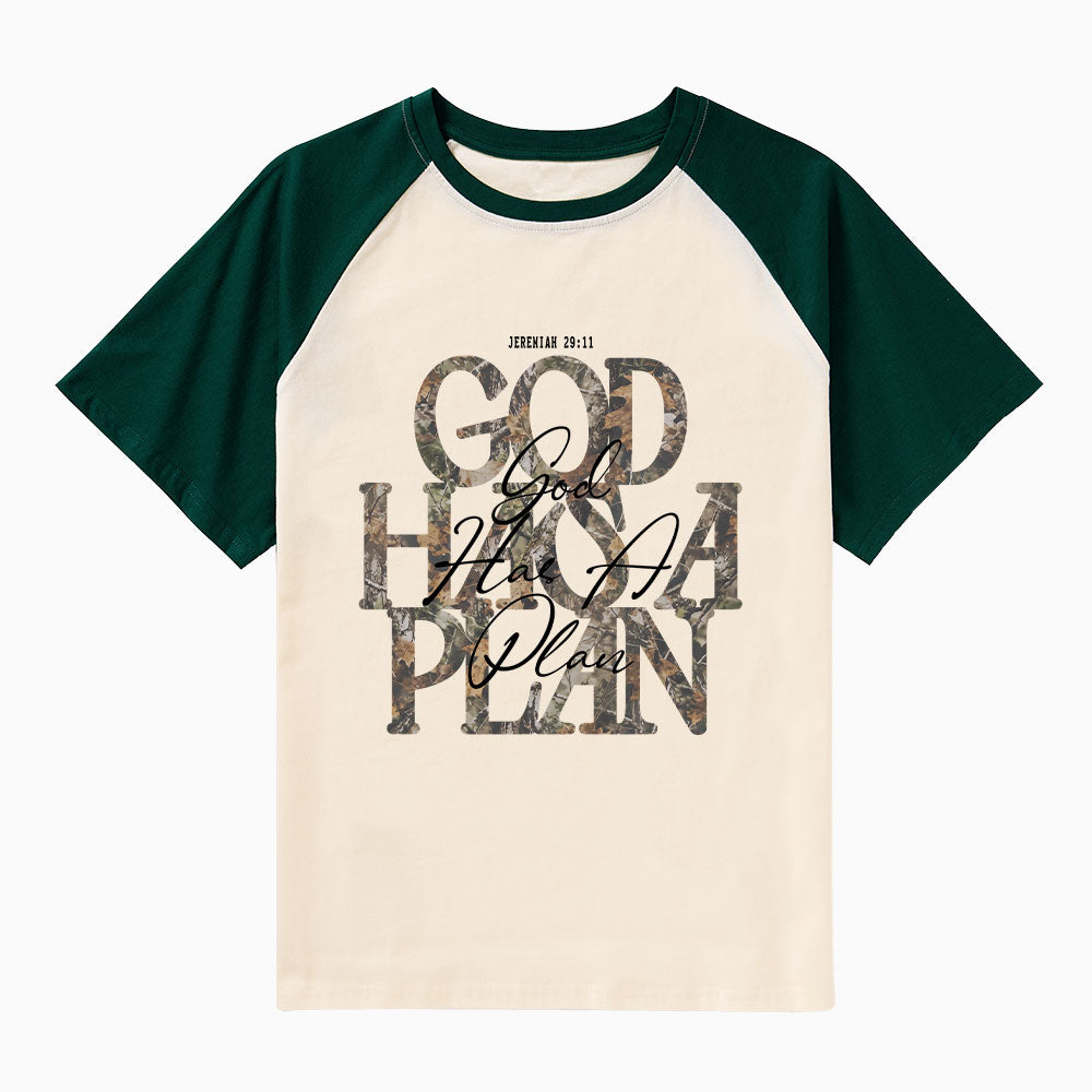 God Has A Plan Christian Raglan Sleeve T-Shirt