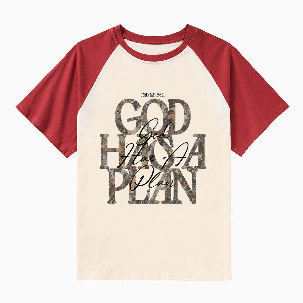 God Has A Plan Christian Raglan Sleeve T-Shirt
