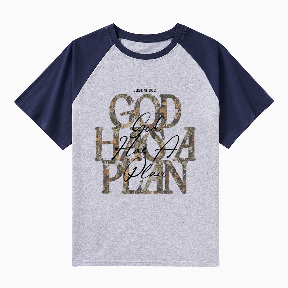 God Has A Plan Christian Raglan Sleeve T-Shirt