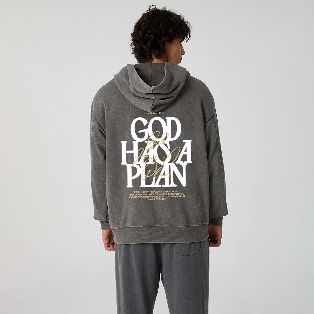 God Has A Plan Christian Washed Hoodie