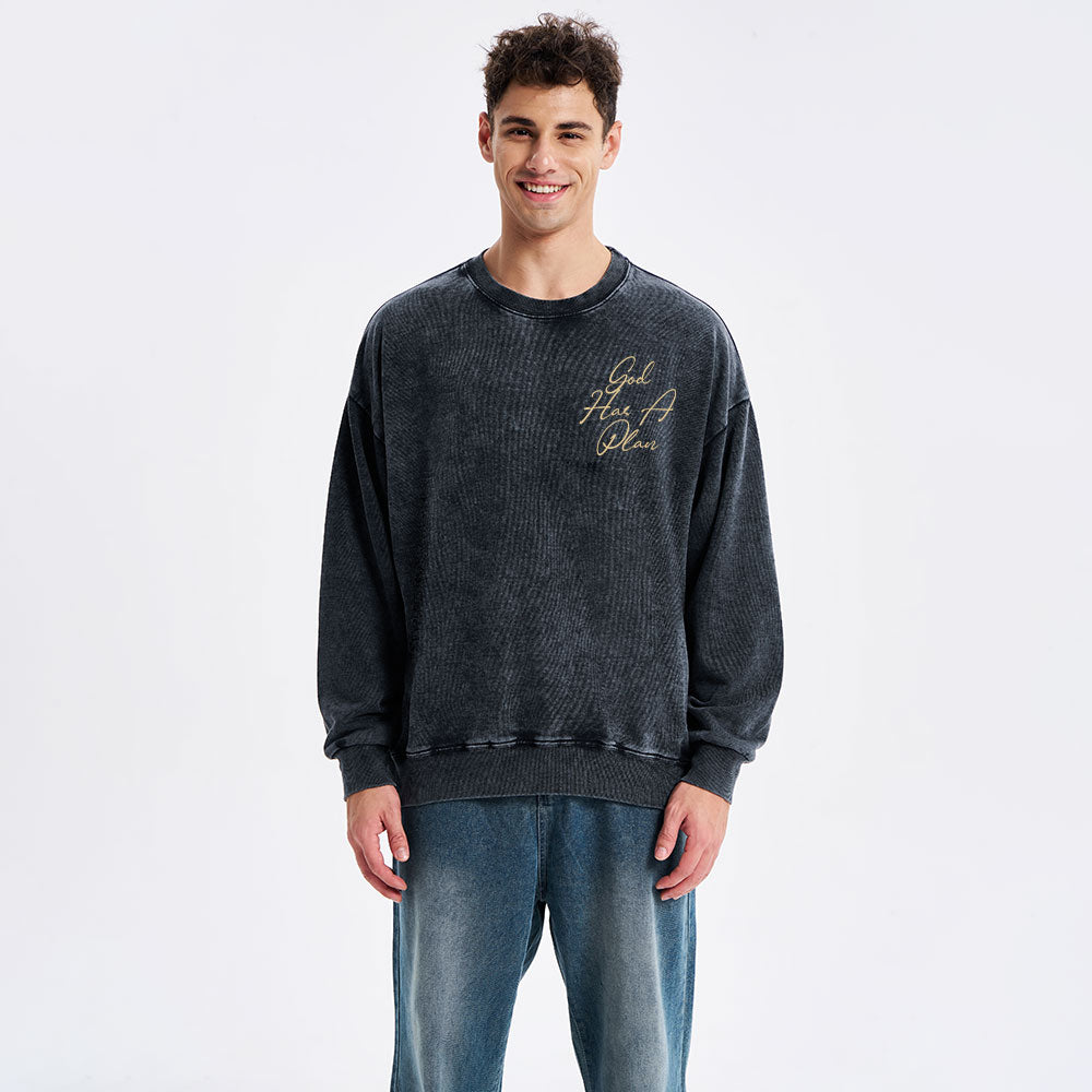 God Has A Plan Christian Washed Sweatshirt