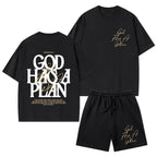 God Has A Plan Christian Washed T-Shirt & Shorts